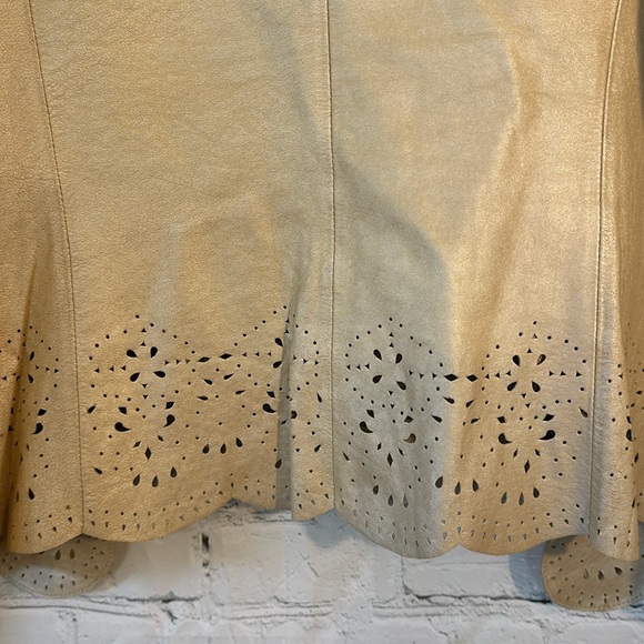 2/$15 C Concept cream metallic leather laser cut jacket - Picture 9 of 11